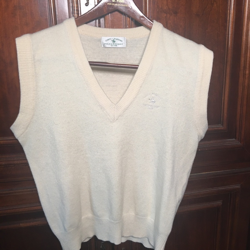 SANTA BARBARA Polo and Racquet Club Men’s Wool blend Vest Cream Vintage M